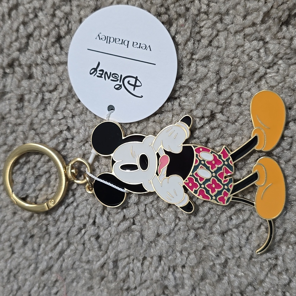 NWT Vera Bradley Disney Silly Mickey Mouse key ring bag charm SUPER CUTE 😍